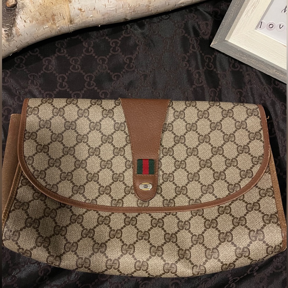 Vintage Gucci Ophedia Leather Clutch Bag